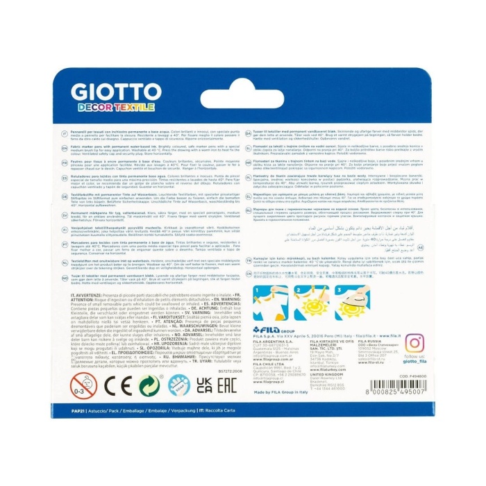 Giotto Keçeli Boya Kalemi Tekstil 6 Renk 494800
