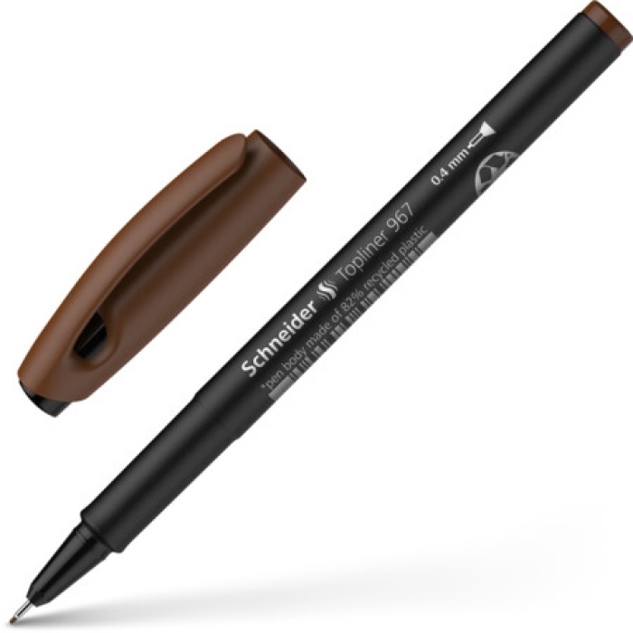 Schneider Topliner 967 | Fineliner 0,4 Mm Keçe Uçlu Kahverengi Kalem