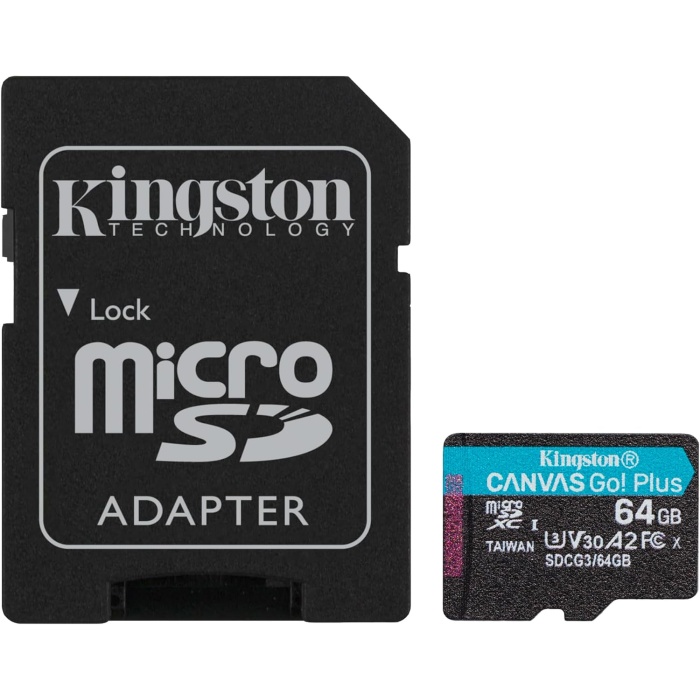 Kingston 64gb Microsdxc Canvas Go Plus 170r A2 U3 V30 Card + Adp Hafıza Kartı | Sdcg3/64gb
