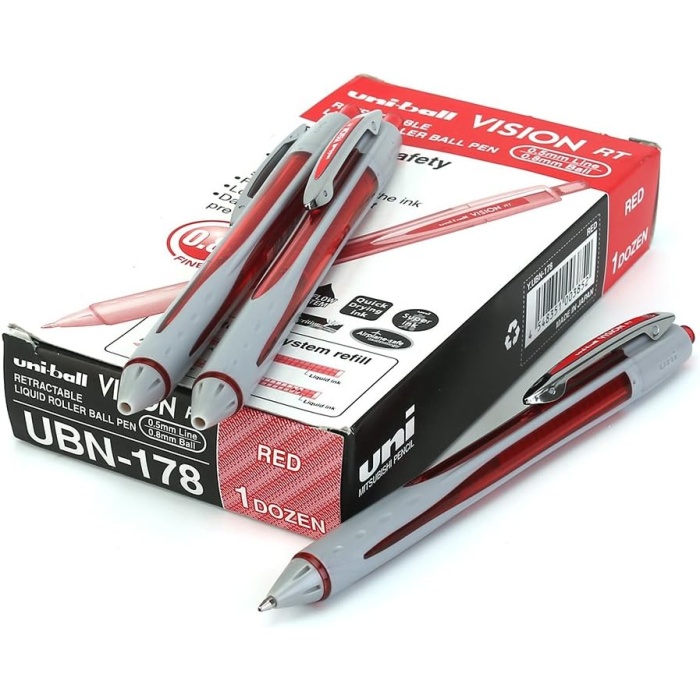Uni-ball Vision 0.8 Mm Mekanik Roller Kalem Kırmızı 12li Paket | Rt Ubn-178