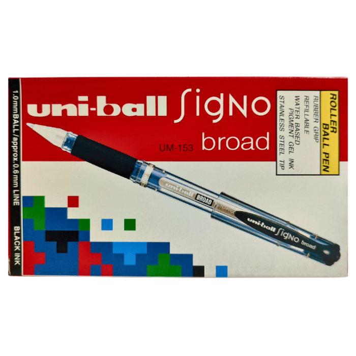 Uni-ball Siyah Roller Kalem Signo Broad Jel Bilye Uç İmza Kalemi 1.0 Mm 12li Kutu | Um-153