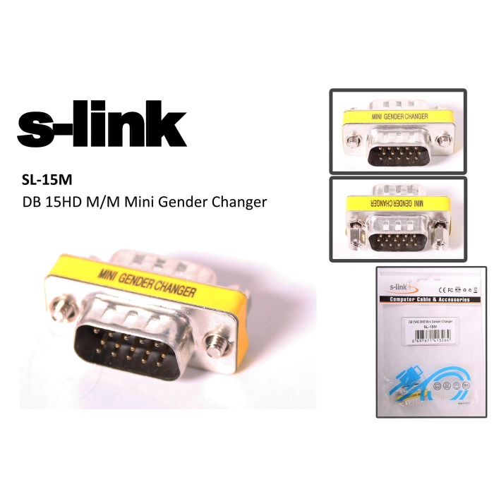 S-link Sl-15m Vga Erkek-erkek 15 Pin Dönüştürücü