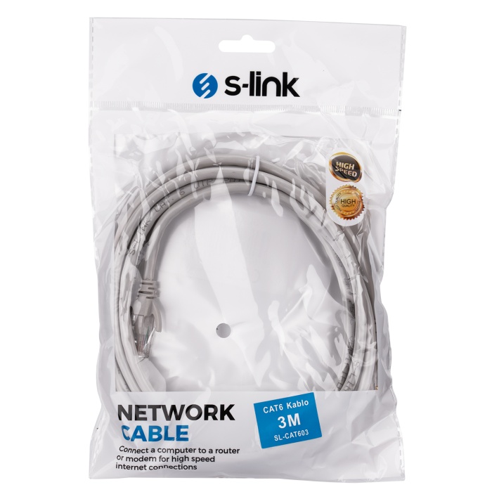 S-link Sl-cat603 Cat6 3mt Gri Utp Patch Kablo