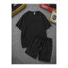Unisex Siyah Oversize Bol Kalıp T-shirt Şortlu Alt Üst Ikili Takım