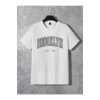 Brooklyn New York Beyaz T-Shirt Gri Şort - Şortlu Tişört Alt Üst Takım Baskılı Bisiklet Yaka