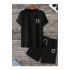 2li X Gülen Yüz Şort T-shirt Takım Siyah Takım NASASORTTSHIRT