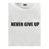 Erkek Beyaz Siyah Oversize Never Give Up Baskılı Bisiklet Yaka Kısa Kollu T-shirt Şort Takımı