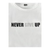 Erkek Beyaz Gri Oversize Never Give Up Baskılı Bisiklet Yaka Kısa Kollu T-shirt Şort Takımı