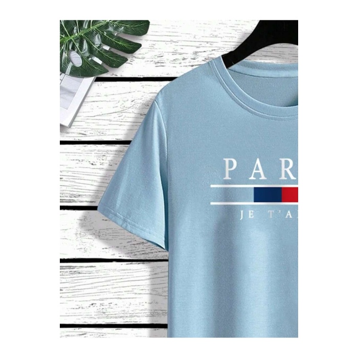 Erkek Paris Jetaime Baskılı T-shirt-Şort Takım