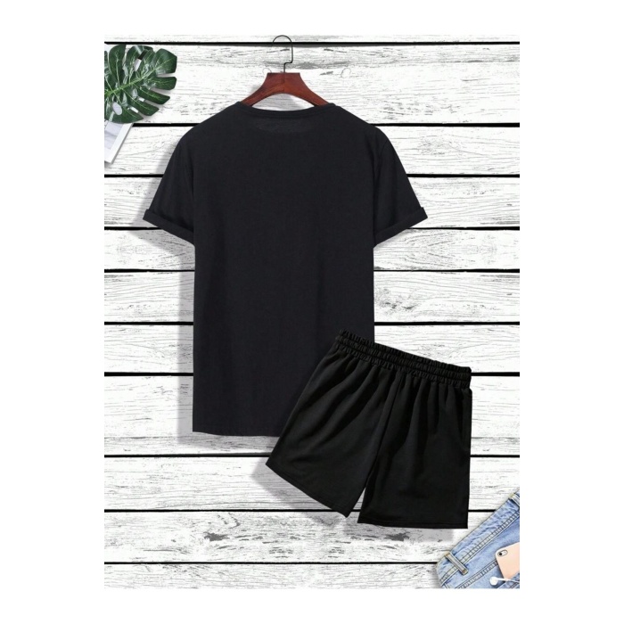 Erkek Paris Jetaime Baskılı T-shirt-Şort Takım