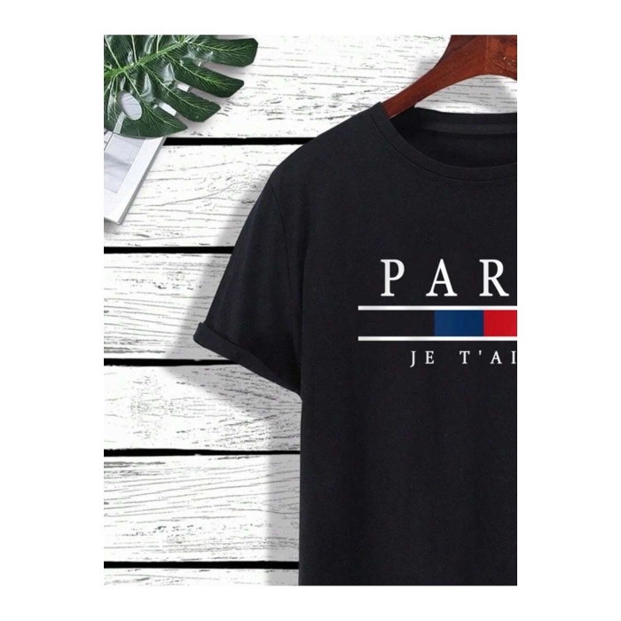 Erkek Paris Jetaime Baskılı T-shirt-Şort Takım