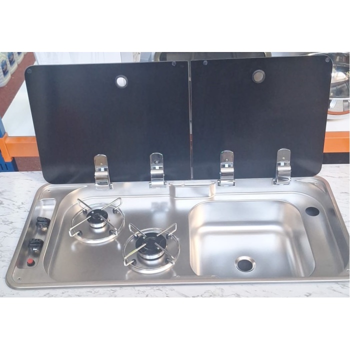 karavan univercal ikili çift cam kapaklı kombinasyon ocak evyeli 78x36
