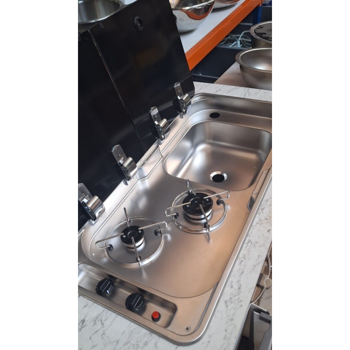 karavan univercal ikili çift cam kapaklı kombinasyon ocak evyeli 78x36