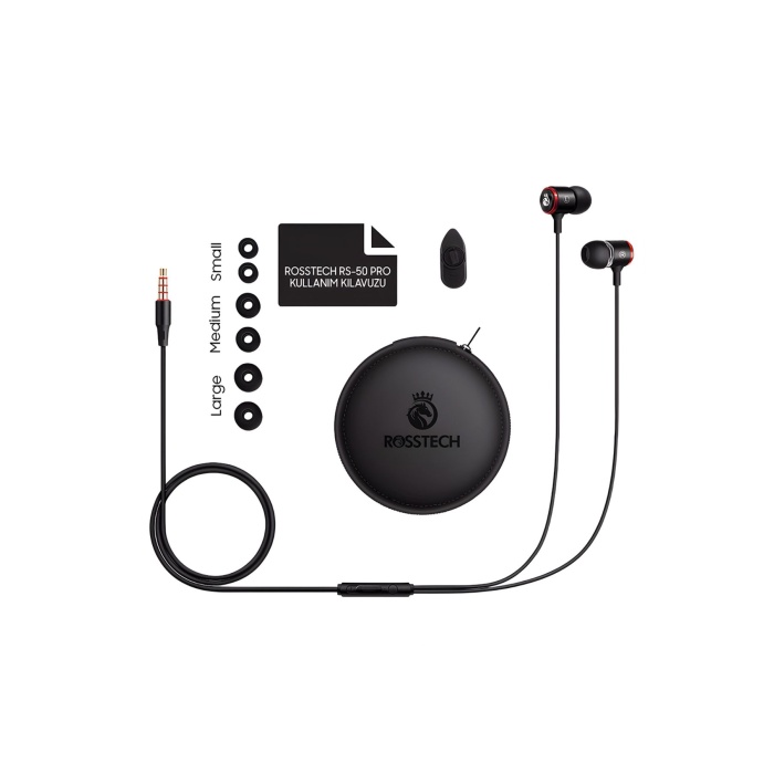 Rs-50 Pro Mikrofonlu Kablolu Kulak İçi Kulaklık + Özel Taşıma Çantası - Siyah