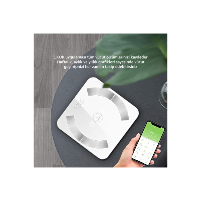 Smart Life 2 Yağ Ölçer Fonksiyonlu Akıllı Bluetooth Tartı