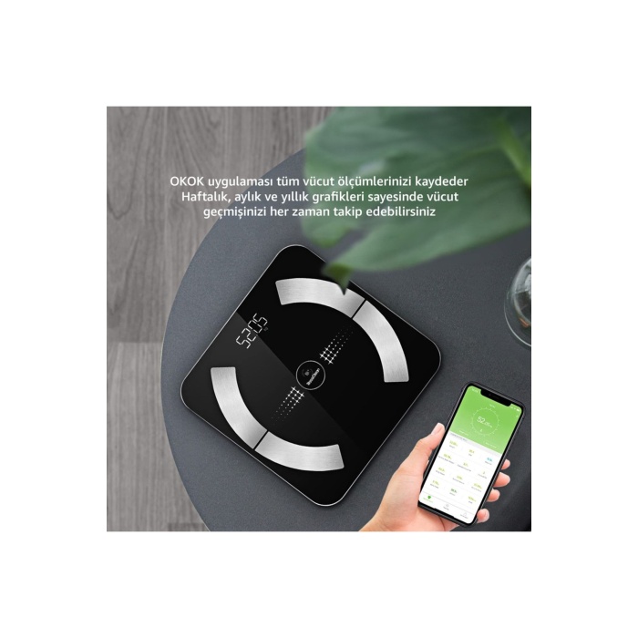 Smart Life 2 Yağ Ölçer Fonksiyonlu Akıllı Bluetooth Tartı
