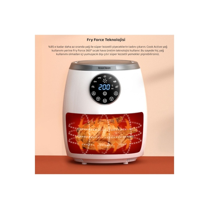 Rossclean Cook Active 5,5l Dijital Airfryer Fritöz