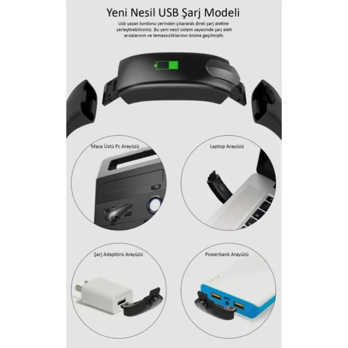 Rosstech Hı 11 Pro C Akıllı Bileklik - Yeni Nesil Şarj Sistemi Mavi