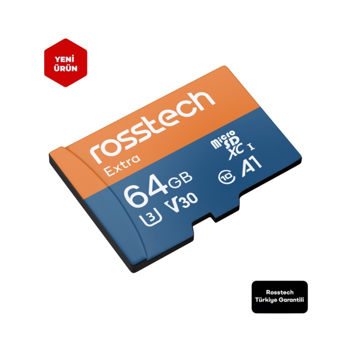 Rosstech Extra 64GB Micro Sdxc V30 Uhs-3 C10 100MB/SN + Adaptörlü Hafıza Kartı