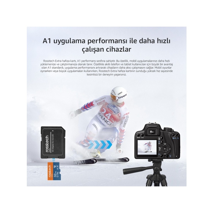 Rosstech Extra 32GB Micro Sdhc V30 Uhs-3 C10 100MB/SN + Adaptörlü Hafıza Kartı