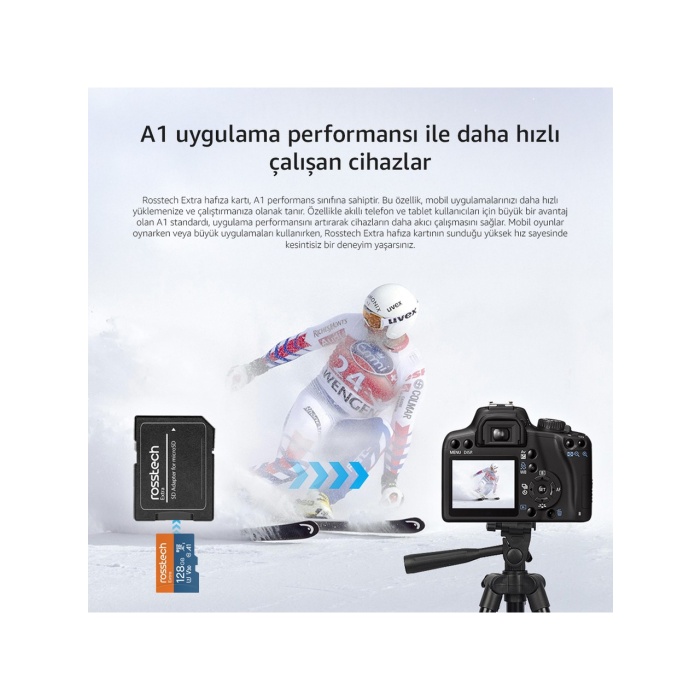 Rosstech Extra 128GB Micro Sdxc V30 Uhs-3 C10 100MB/SN + Adaptörlü Hafıza Kartı