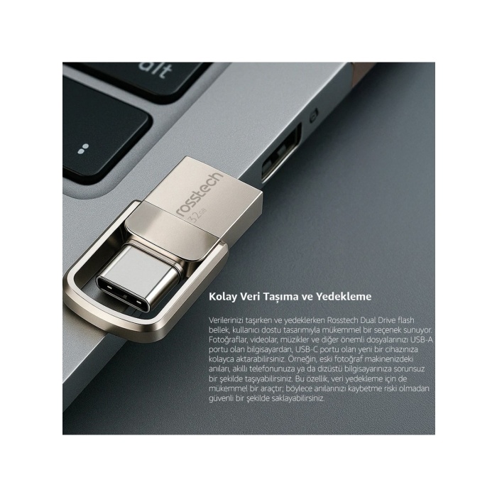 Rosstech Extra Dual Drive 32GB USB 3.0 To Type-C 120MB-SN Flash Bellek
