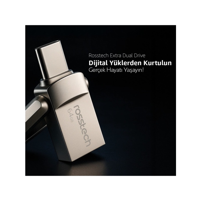 Rosstech Extra Dual Drive 64GB USB 3.0 To Type-C 150MB-SN Flash Bellek