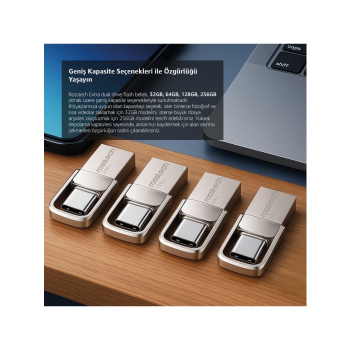Rosstech Extra Dual Drive 256GB USB 3.0 To Type-C 150MB-SN Flash Bellek