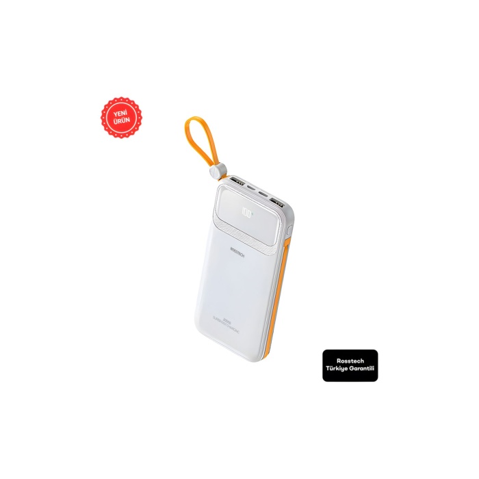 Rs-500 20.000mah 22.5W PD Powerbank Dijital Ekranlı 6 Portlu Dahili Çift Kablolu