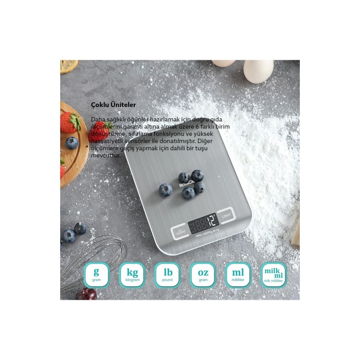 Assistant Led Ekranlı Hassas Dijital Mutfak Tartısı 10kg-1gr