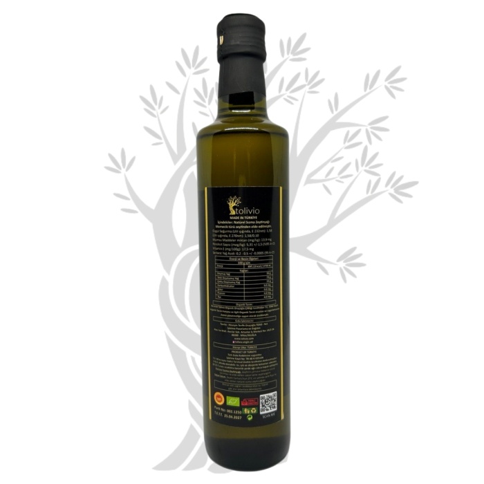 Tolivio Private Select 500 ml - Yarı Olgun Hasat Memecik Naturel Sızma Zeytinyağı (Soğuk Sıkım/0.5 Asit)