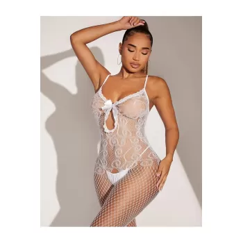BEYAZ Fantezi Kadın Seksi  Vücut Çorabı