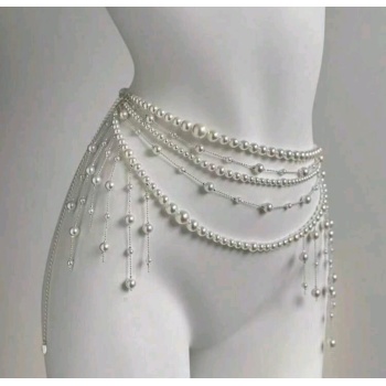 Kadın Seksi Bel Aksesuarı , Zarif , Şık , İncili Kostüm