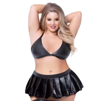 Fantezi Büyük Beden Sütyen ve Pileli Mini Etek Takımı BC10129