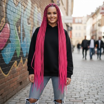 Afrika Örgüsü Ve Rasta İçin Sentetik Saç - Koyu Pembe