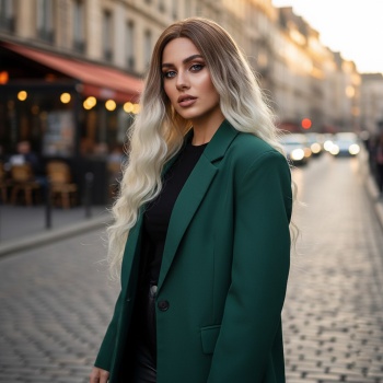 Fiber Sentetik Uzun Su Dalgası Peruk - Kumral / Platin Ombreli