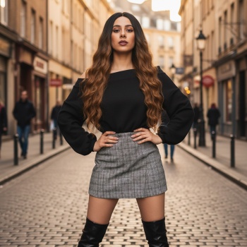 Fiber Sentetik Uzun Su Dalgası Peruk - Siyah / Karamel Ombreli