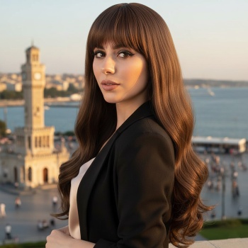 Kahküllü Uzun Dalgalı Fiber Sentetik Peruk - Kahve Karamel