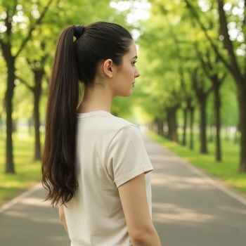 Bağlamalı Düz At Kuyruğu - Açık Kahve