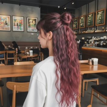 Fiber Sentetik Kabarık Dalgalı 8 Parça Çıt Çıt - Koyu Kızıl