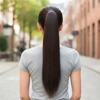 Tokalı Düz At Kuyruğu - Koyu Kahve