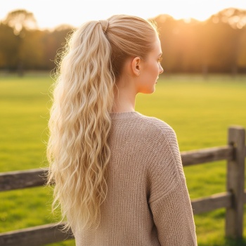 Bağlamalı Kabarık Dalgalı At Kuyruğu - Balköpüğü Beyaz Platin Röfleli