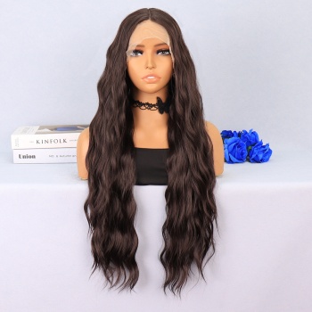 Koyu Kumral Dalgalı Uzun Boy Tül Peruk