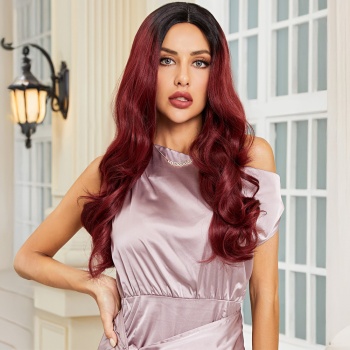 Siyah / Kızıl Ombreli Hafif Dalgalı Tül Peruk