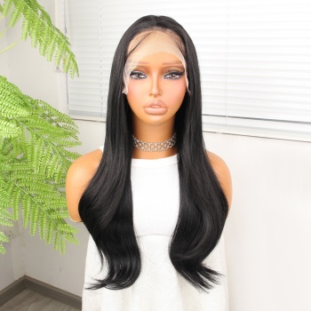 Siyah Fiber Sentetik Hafif Dalgalı Tül Peruk