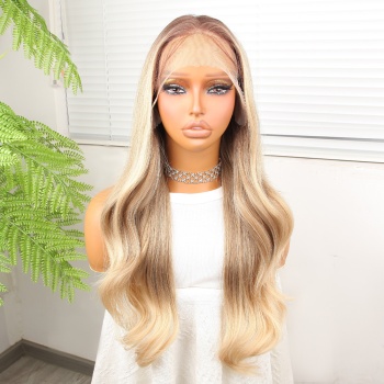 Kumral Platin Ombreli Fiber Sentetik Hafif Dalgalı Tül Peruk