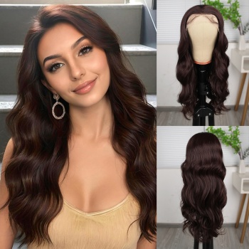 Kahve Karamel Fiber Sentetik Geniş Dalgalı Tül Peruk