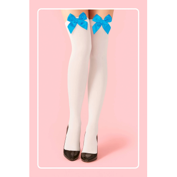 Mavi Fiyonklu Beyaz Jartiyer Çorabı TM1381