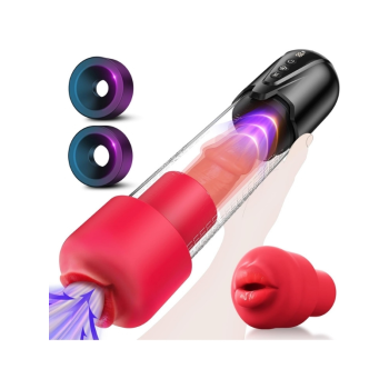 Censan Cafatop 3’ü 1 Arada Erkek Vakum Pompası ve Mastürbatörü – Elektrikli Otomatik Emiş, Penis Büyütücü ve 2 Yedek Kılıf + 3 Penis Halkası, Pembe İç Kılıf, USB Şarjlı