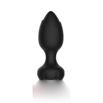 Censan Telefon Kontrollü Full Covered Rubber Rose Anal Plug – Siyah
